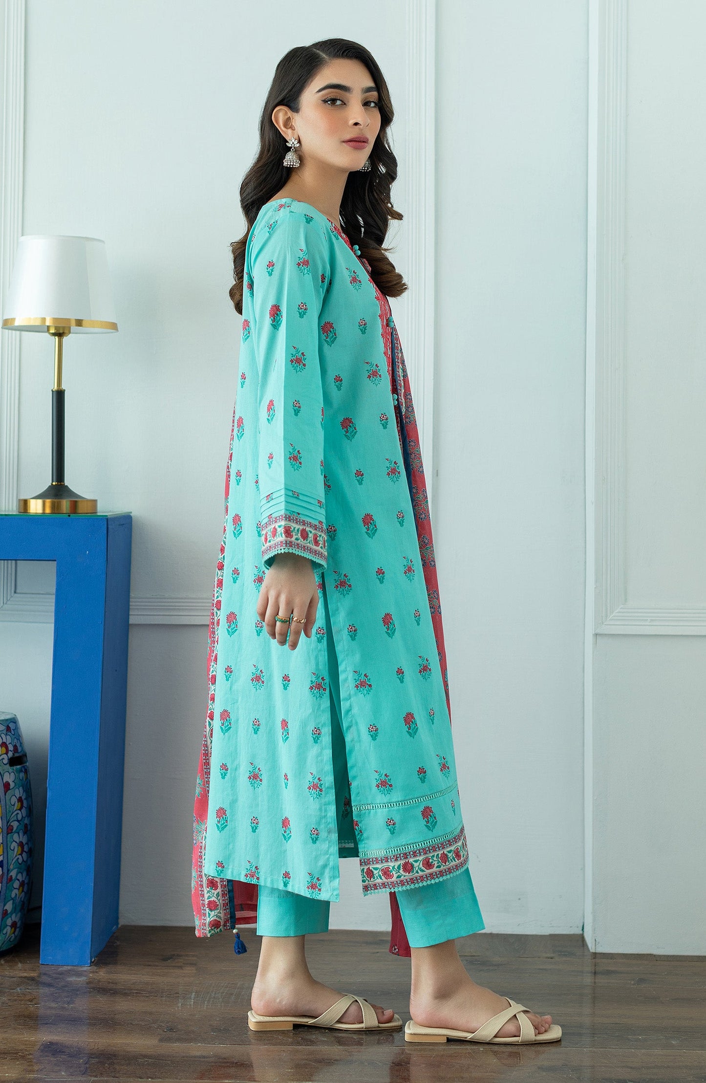 Orient - Unstitched 3 Piece Embroidered Lawn Shirt , Cambric Pant and Lawn Dupatta
