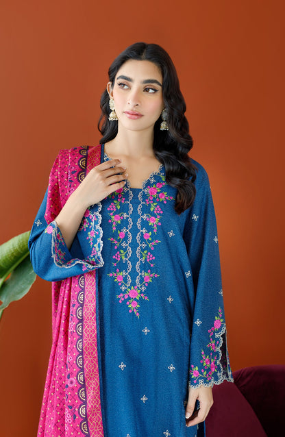 Orient - Unstitched 3 Piece Embroidered Karandi Shirt , Karandi Pant and Karandi Dupatta