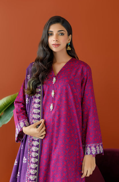 Orient - Unstitched 3 Piece Printed Khaddar Shirt , Khaddar Pant and Khaddar Dupatta