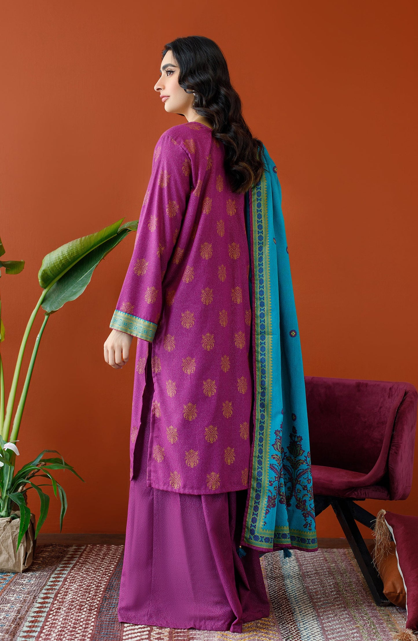 Orient - Unstitched 3 Piece Embroidered Karandi Shirt , Karandi Pant and Karandi Dupatta