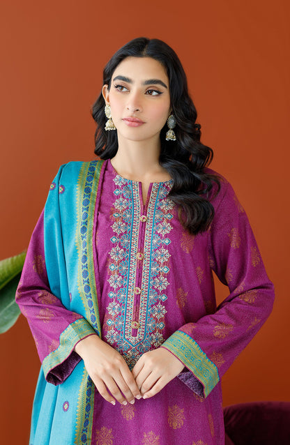 Orient - Unstitched 3 Piece Embroidered Karandi Shirt , Karandi Pant and Karandi Dupatta