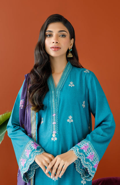 Orient - Unstitched 3 Piece Embroidered Karandi Shirt , Karandi Pant and Karandi Dupatta