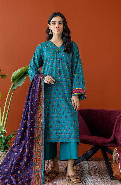 Orient - Unstitched 3 Piece Printed Khaddar Shirt , Khaddar Pant and Khaddar Dupatta