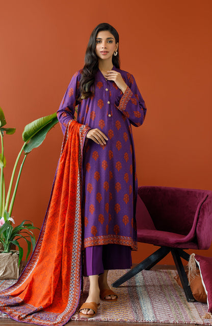 Orient - Unstitched 3 Piece Printed Linen Shirt , Linen Pant and Linen Dupatta