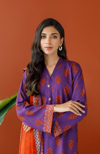 Orient - Unstitched 3 Piece Printed Linen Shirt , Linen Pant and Linen Dupatta