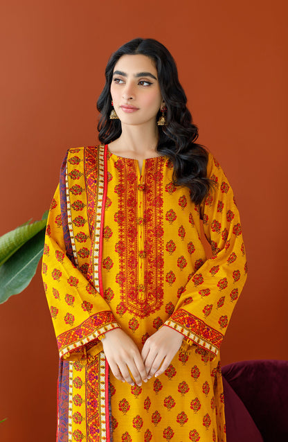 Orient - Unstitched 3 Piece Embroidered Khaddar Shirt , Khaddar Pant and Khaddar Dupatta