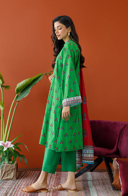 Orient - Unstitched 3 Piece Printed Khaddar Shirt , Khaddar Pant and Khaddar Dupatta