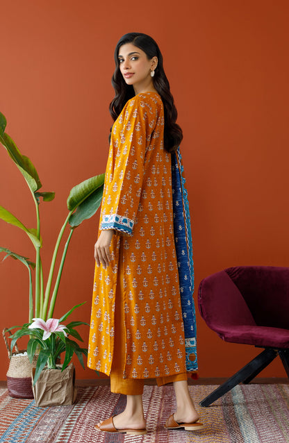 Orient - Unstitched 3 Piece Printed Khaddar Shirt , Khaddar Pant and Khaddar Dupatta