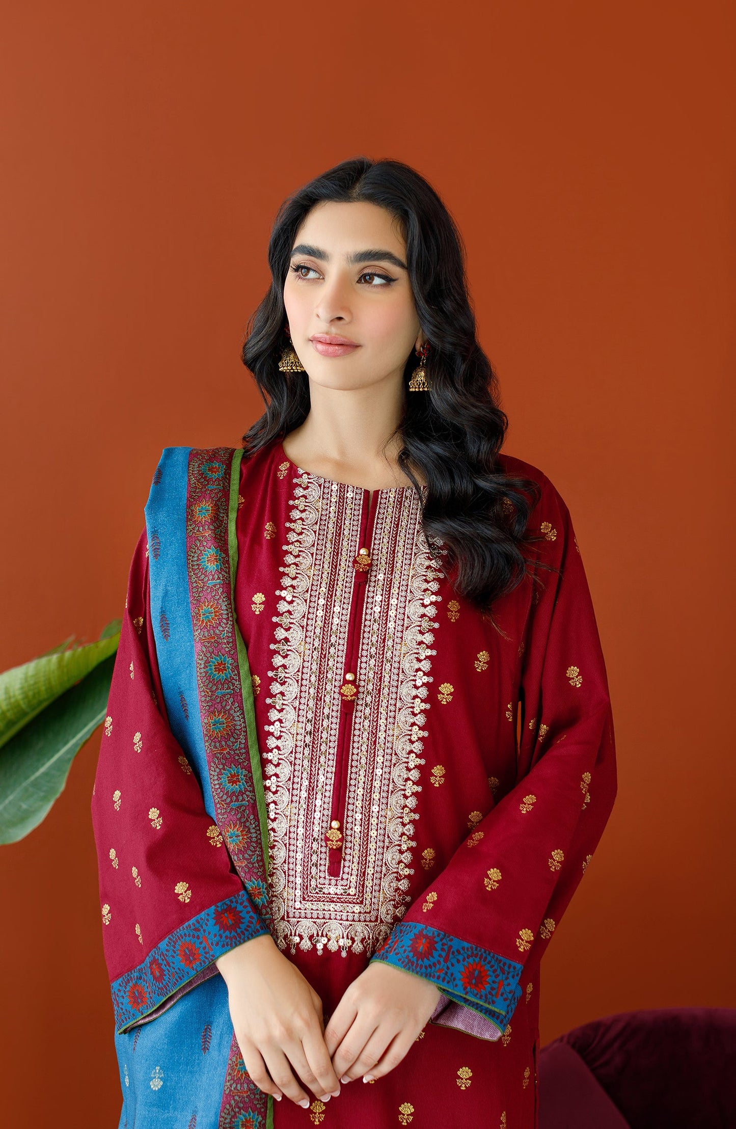 Orient - Unstitched 3 Piece Embroidered Cottel Shirt , Cottel Pant and Cottel Dupatta