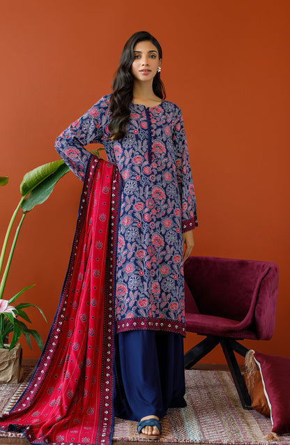 Orient - Unstitched 3 Piece Printed Linen Shirt , Linen Pant and Linen Dupatta