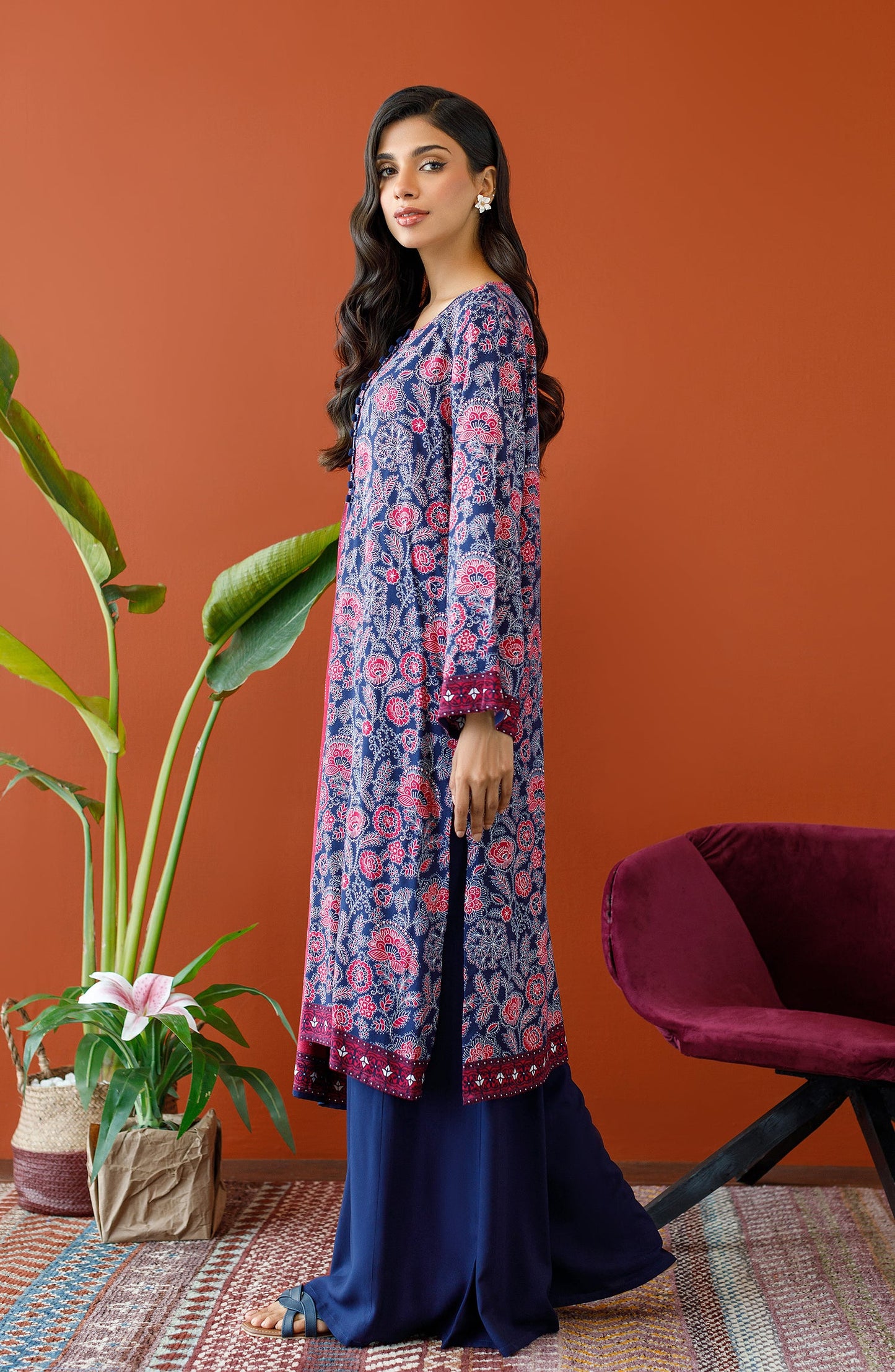 Orient - Unstitched 3 Piece Printed Linen Shirt , Linen Pant and Linen Dupatta