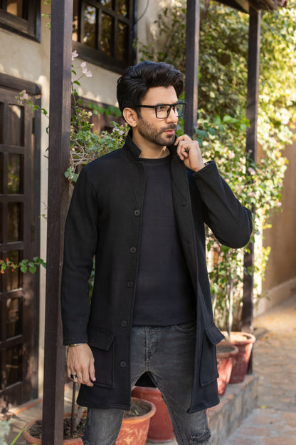 Decuir - Black Men's Long Coat Winter warm