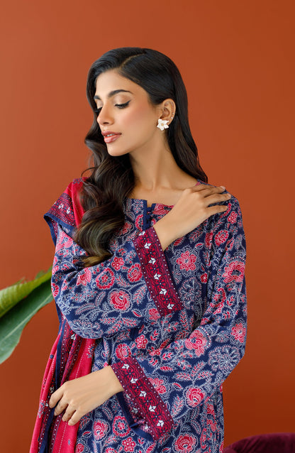 Orient - Unstitched 3 Piece Printed Linen Shirt , Linen Pant and Linen Dupatta