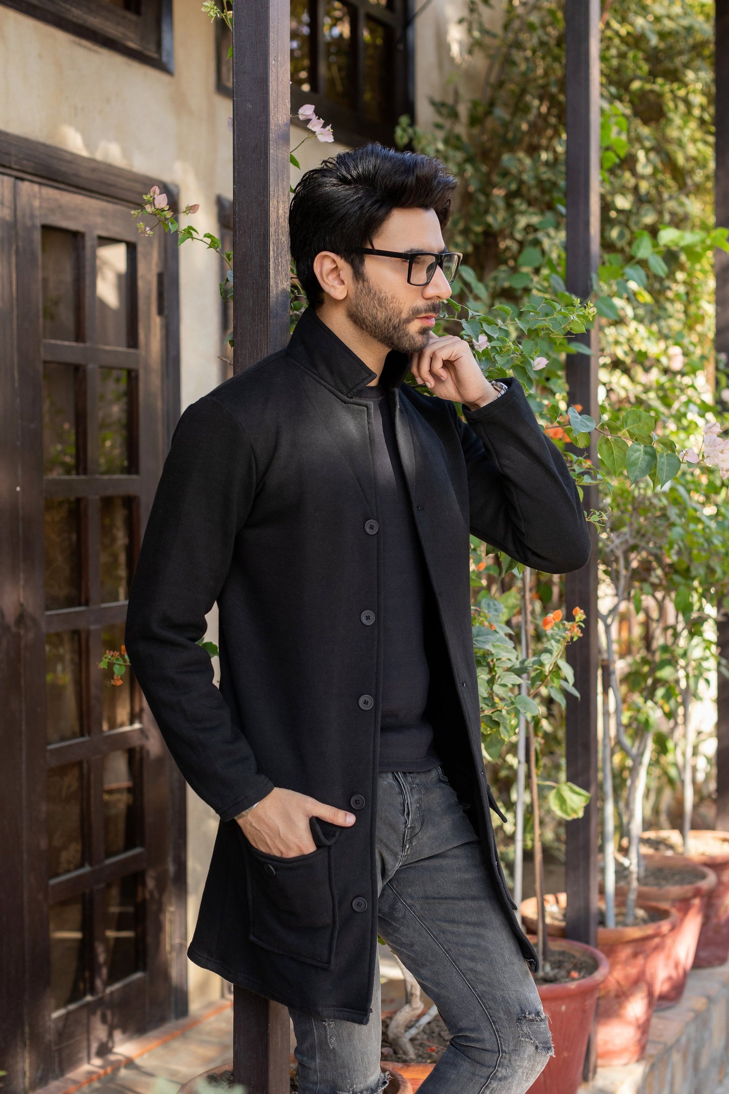 Decuir - Black Men's Long Coat Winter warm