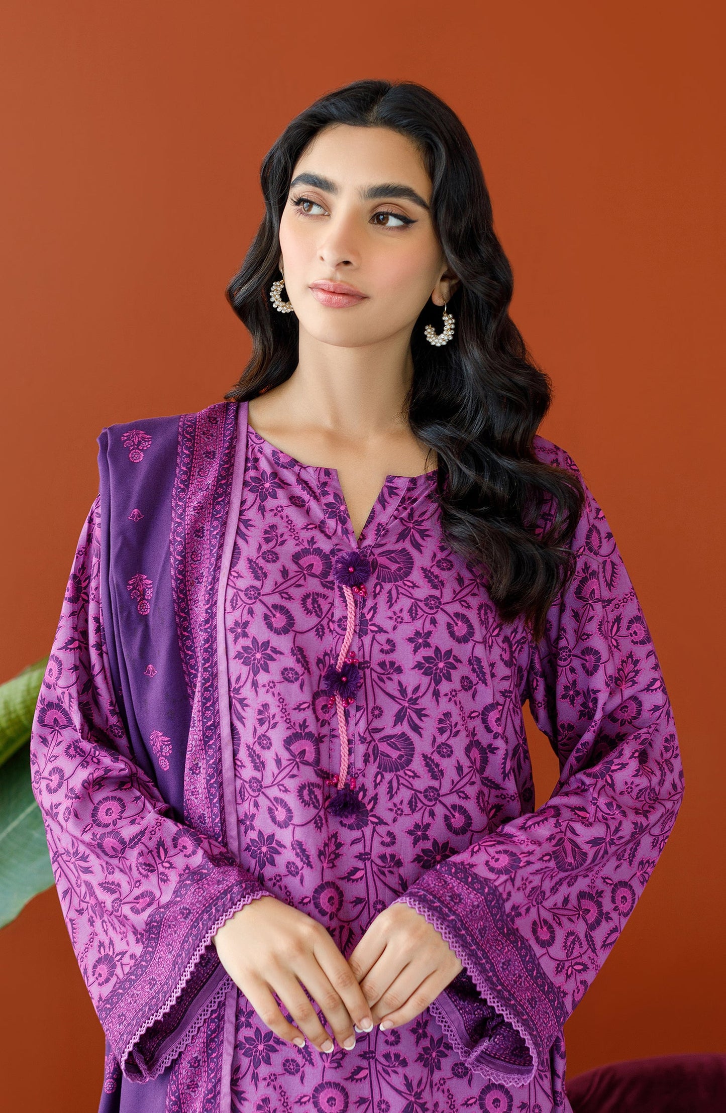 Orient - Unstitched 3 Piece Printed Linen Shirt , Linen Pant and Linen Dupatta