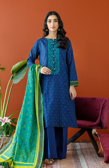 Orient - Unstitched 3 Piece Embroidered Khaddar Shirt , Khaddar Pant and Khaddar Dupatta