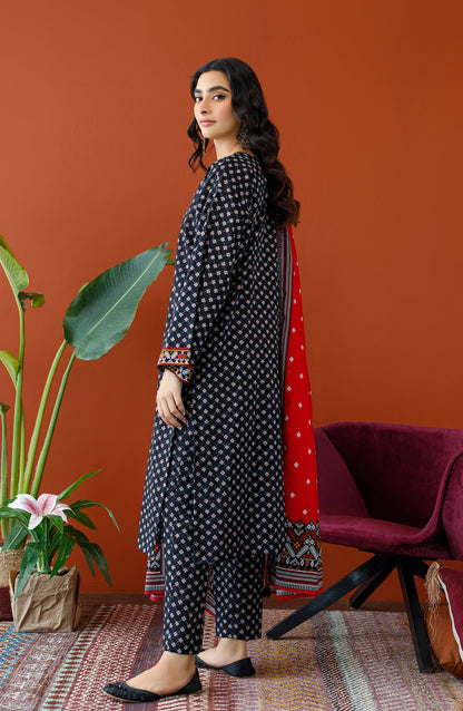 Orient - Unstitched 3 Piece Printed Khaddar Shirt , Khaddar Pant and Khaddar Dupatta