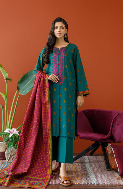 Orient - Unstitched 3 Piece Embroidered Khaddar Shirt , Khaddar Pant and Khaddar Dupatta
