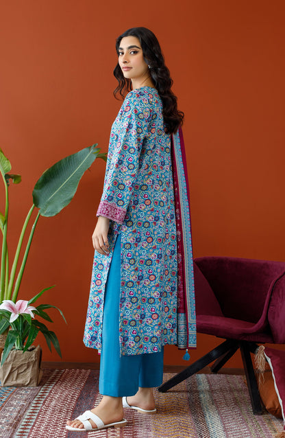 Orient - Unstitched 3 Piece Printed Khaddar Shirt , Khaddar Pant and Khaddar Dupatta