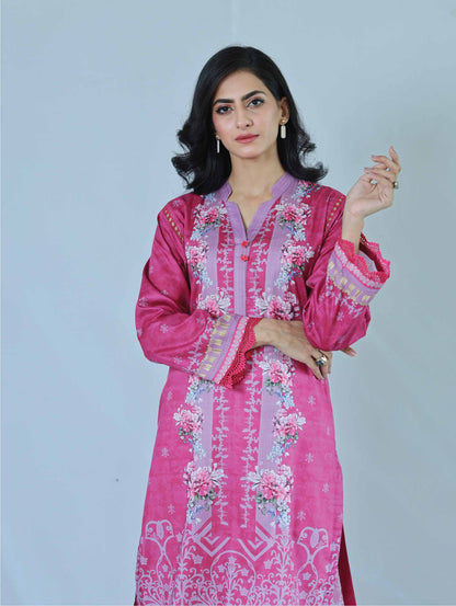 Bareeq Outfits - Purple Blossom Printed Shirt