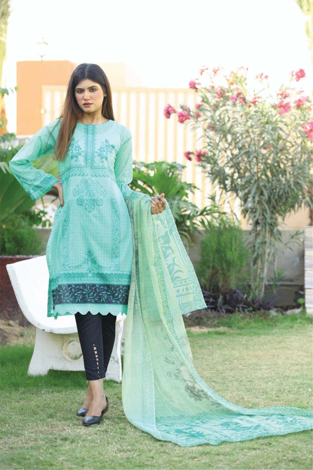 Bareeq Outfits - Light Green Printed 2 pcs