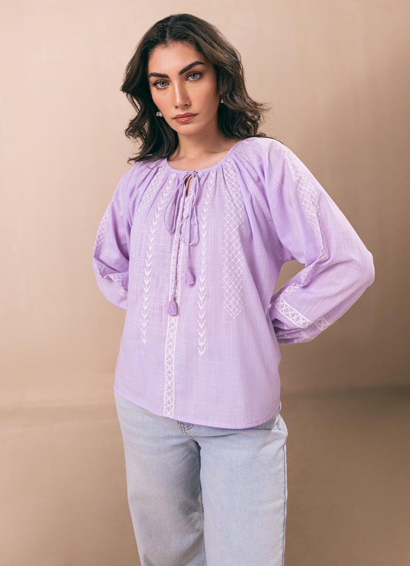 Lavendar Embroidered Top