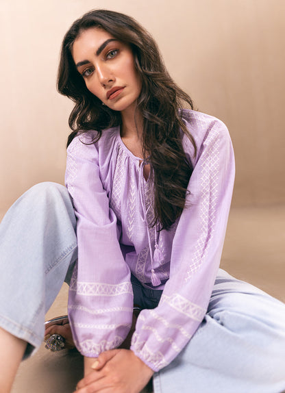 Lavendar Embroidered Top