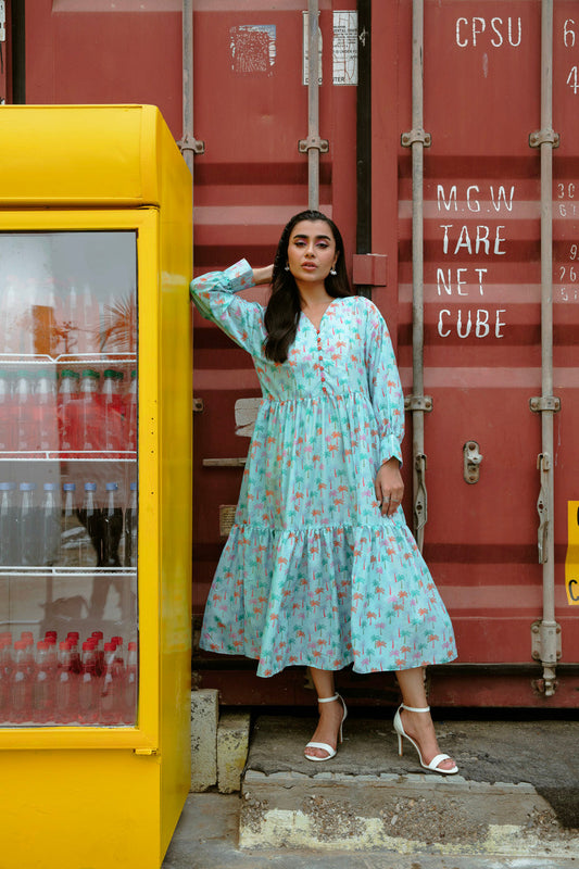 Printed Poly Lawn Dress