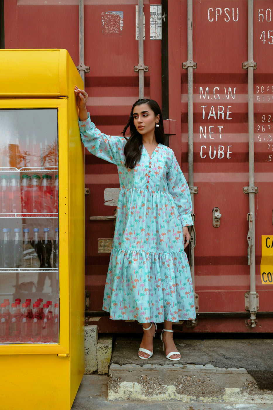 Printed Poly Lawn Dress