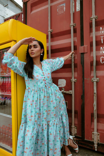 Printed Poly Lawn Dress