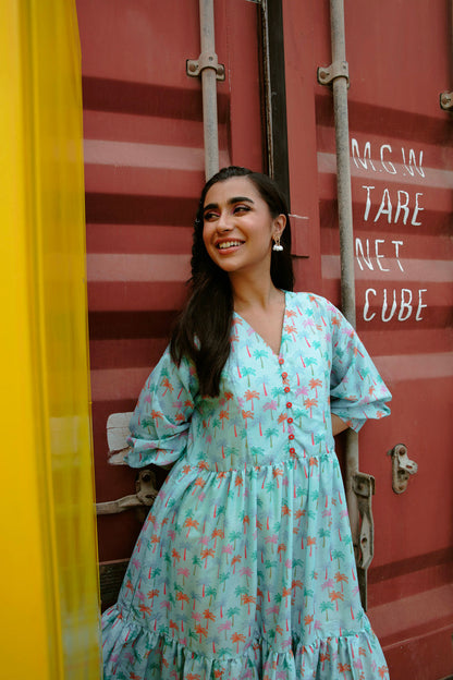 Printed Poly Lawn Dress