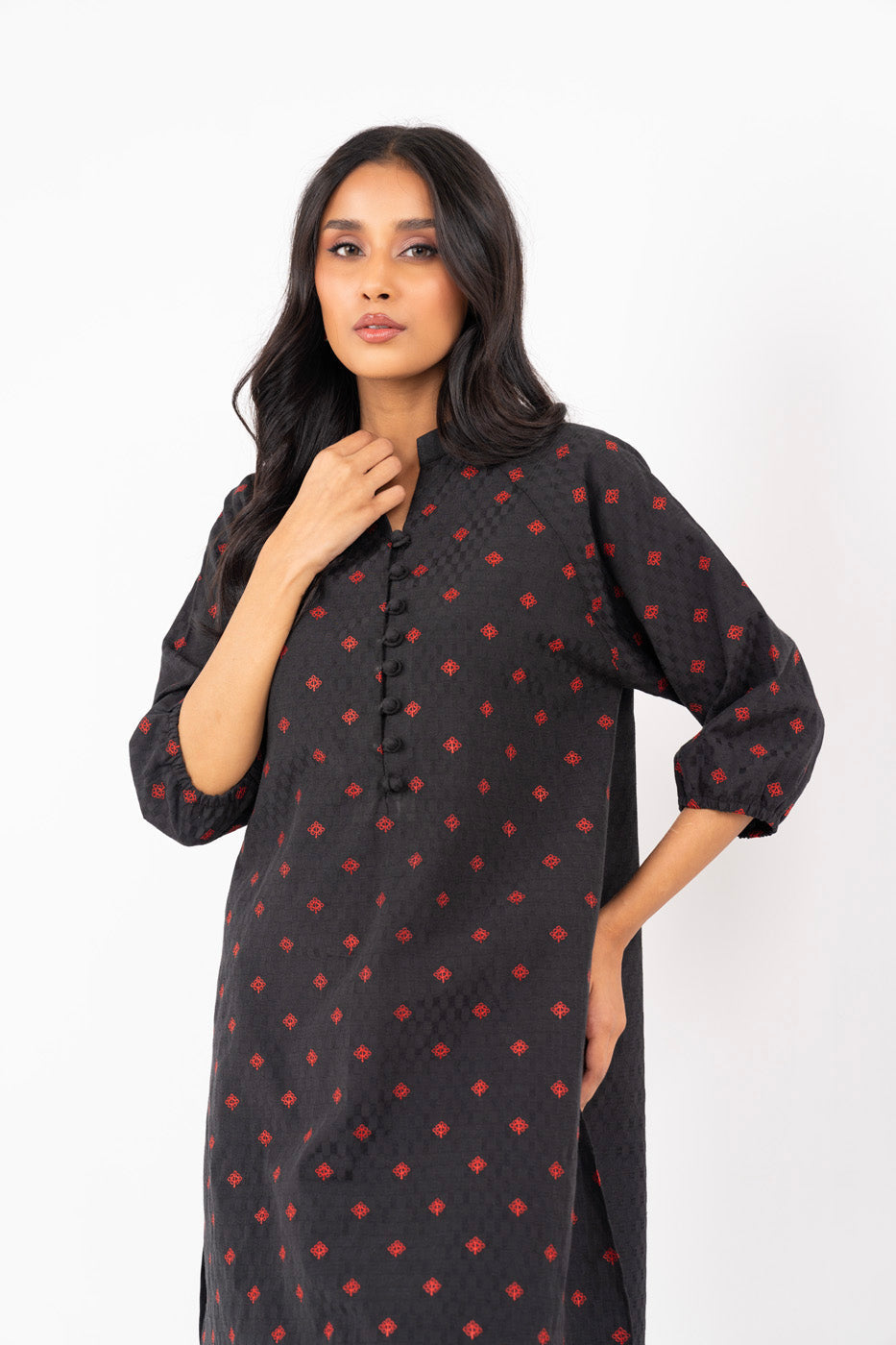 Dyed Embroidered Jacquard Shirt