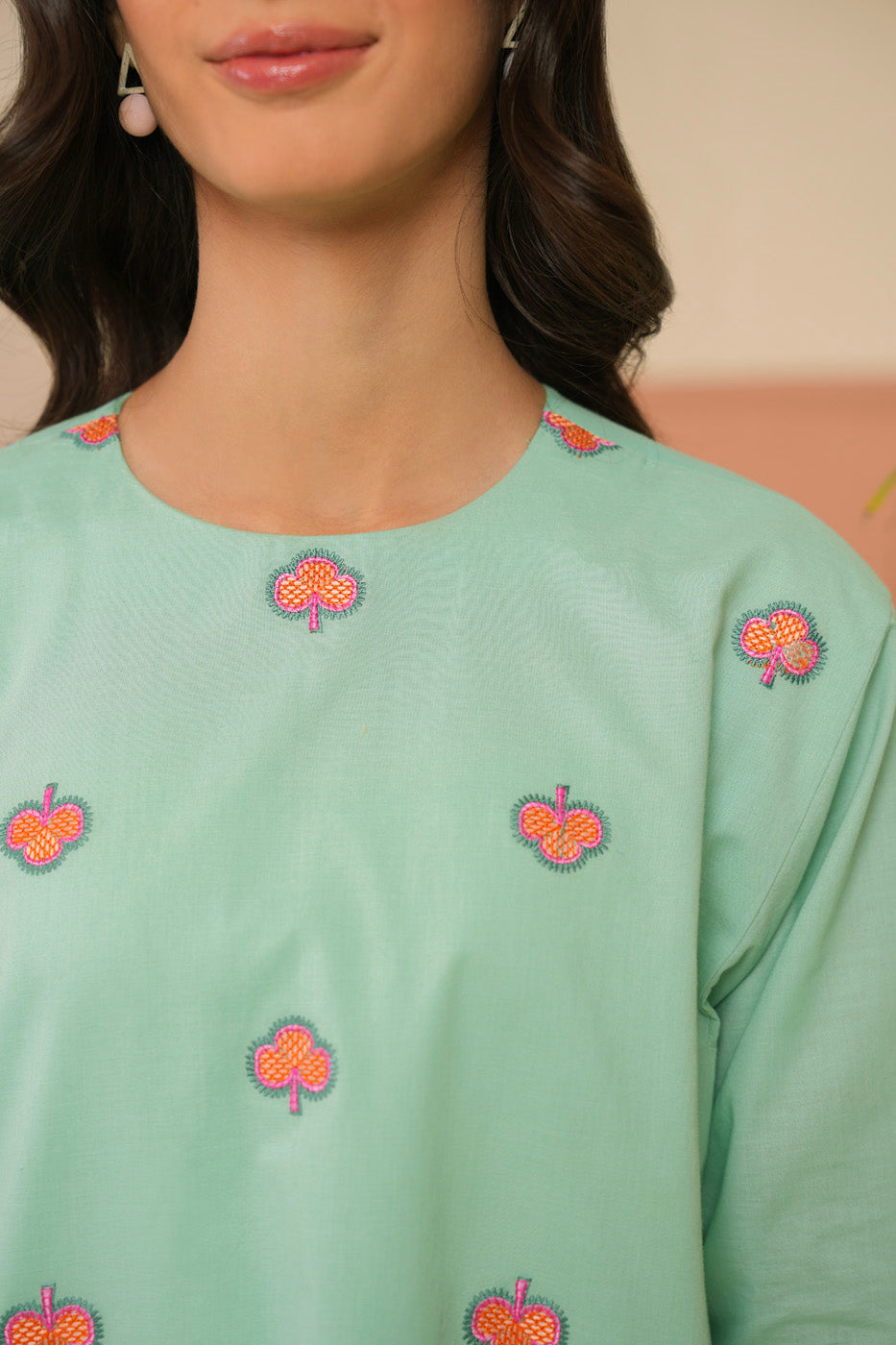 Dyed Embroidered Cambric Shirt