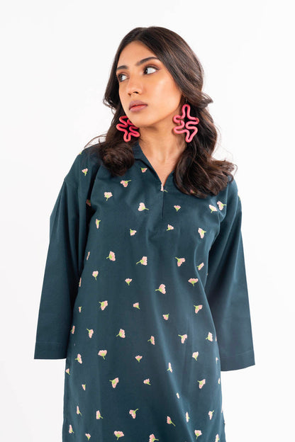 Dyed Embroidered Khaddar Shirt