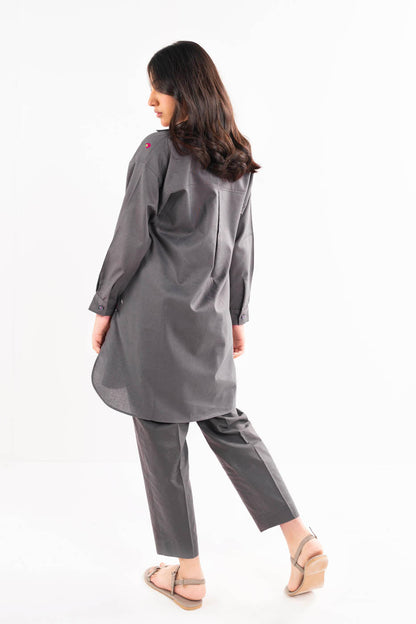 Dyed Embroidered Yarn Dyed Shirt