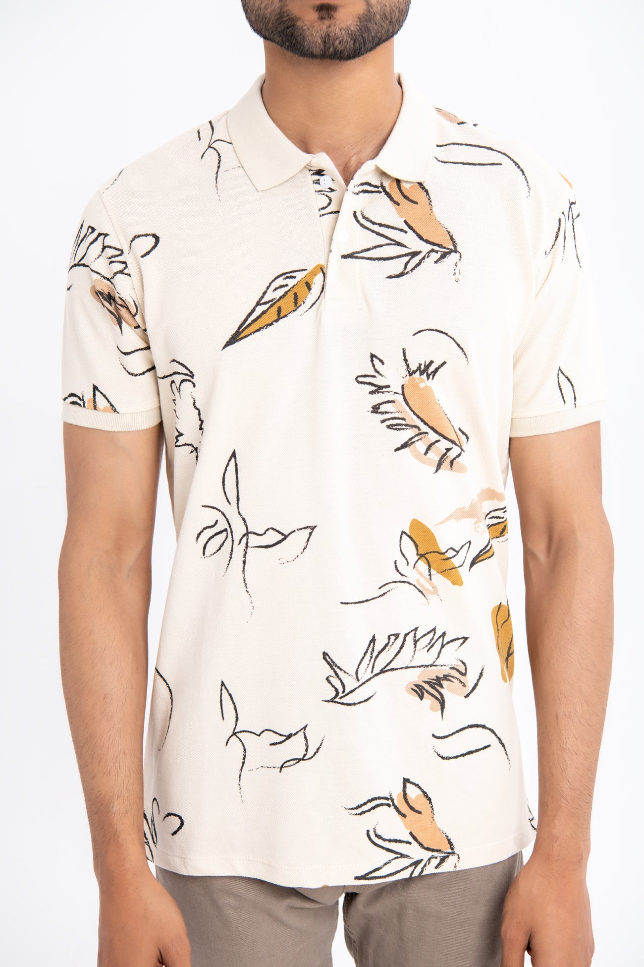 BTW - PRINTED COTTON PIQUE POLO