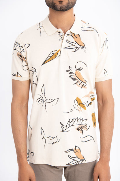 BTW - PRINTED COTTON PIQUE POLO