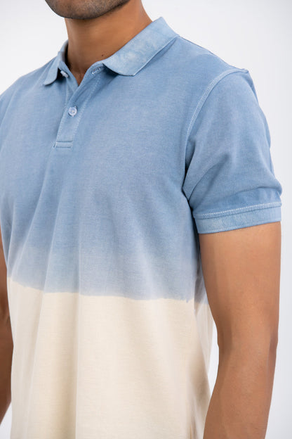 BTW - CONTRAST DIP DYED POLO SHIRT