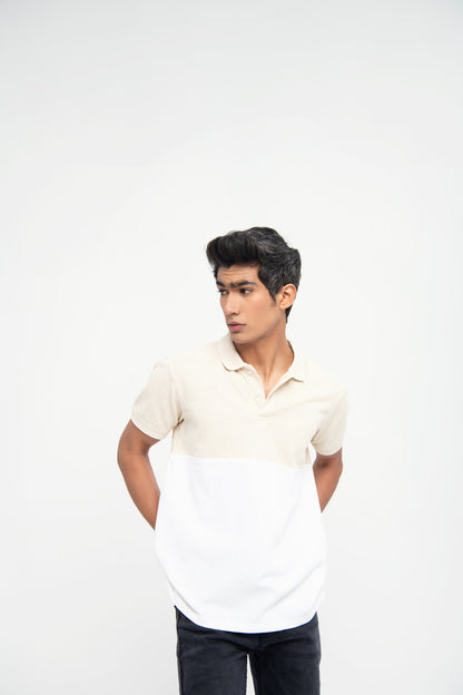 BTW - COLOR BLOCK COTTON POLO SHIRT