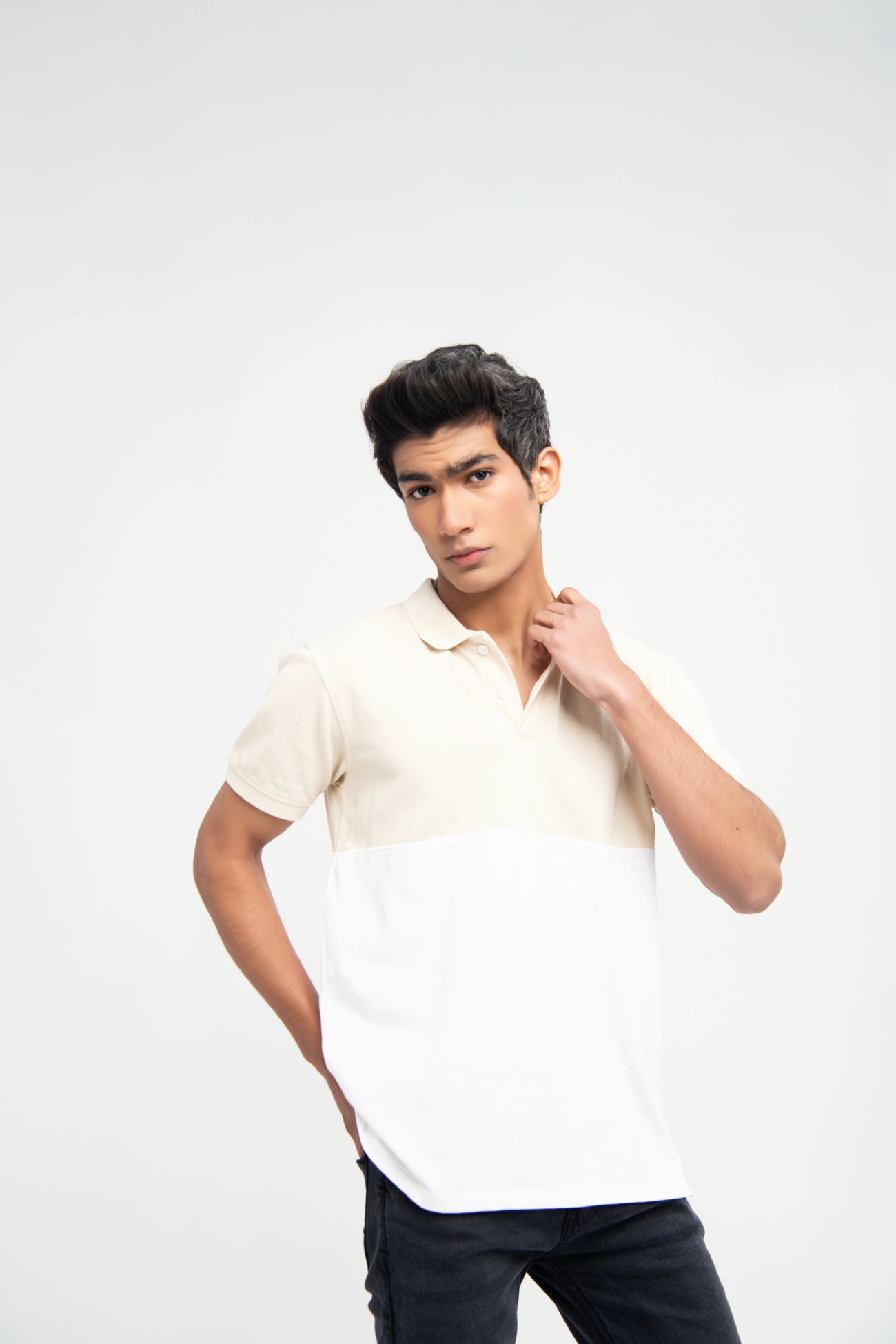 BTW - COLOR BLOCK COTTON POLO SHIRT