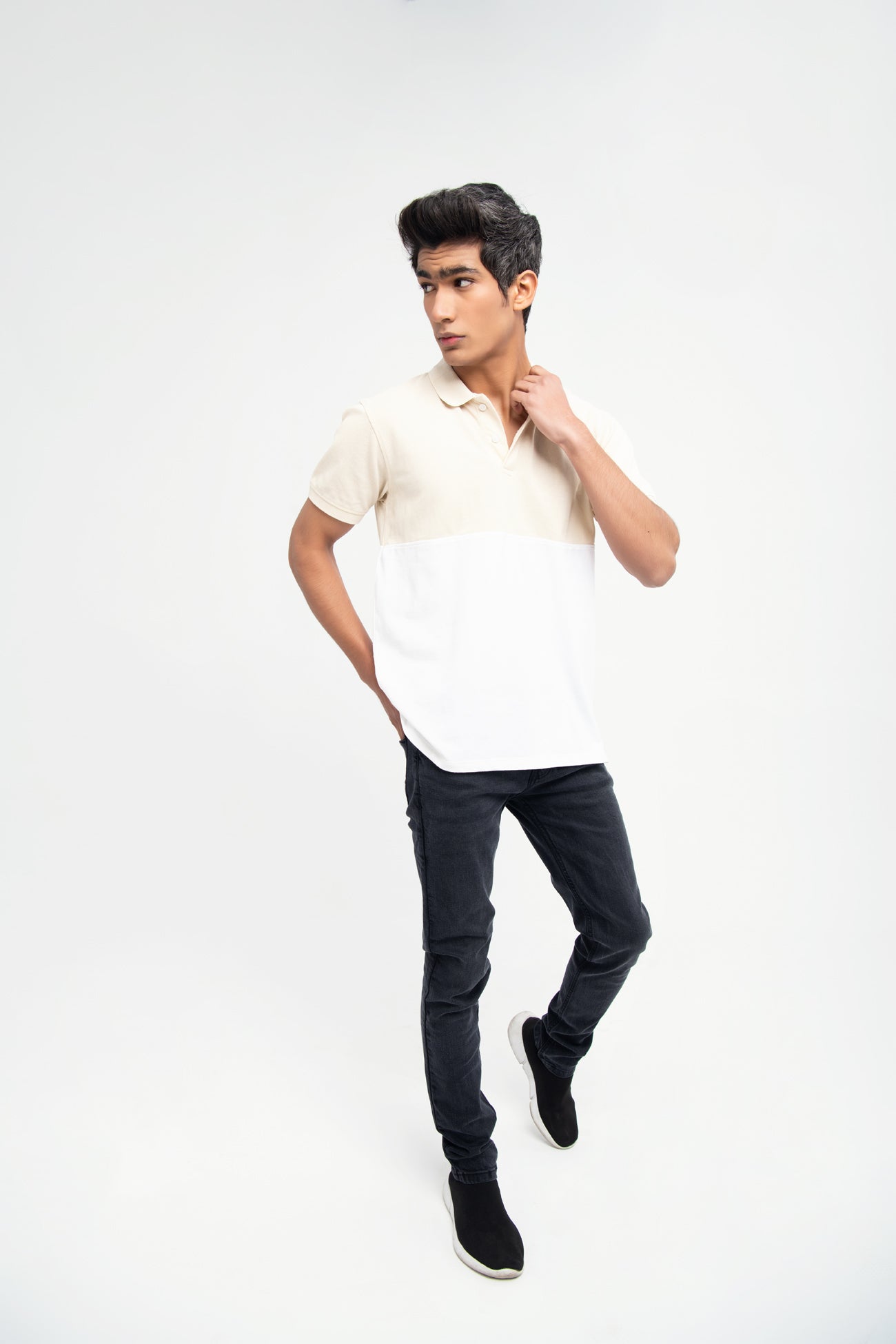 BTW - COLOR BLOCK COTTON POLO SHIRT