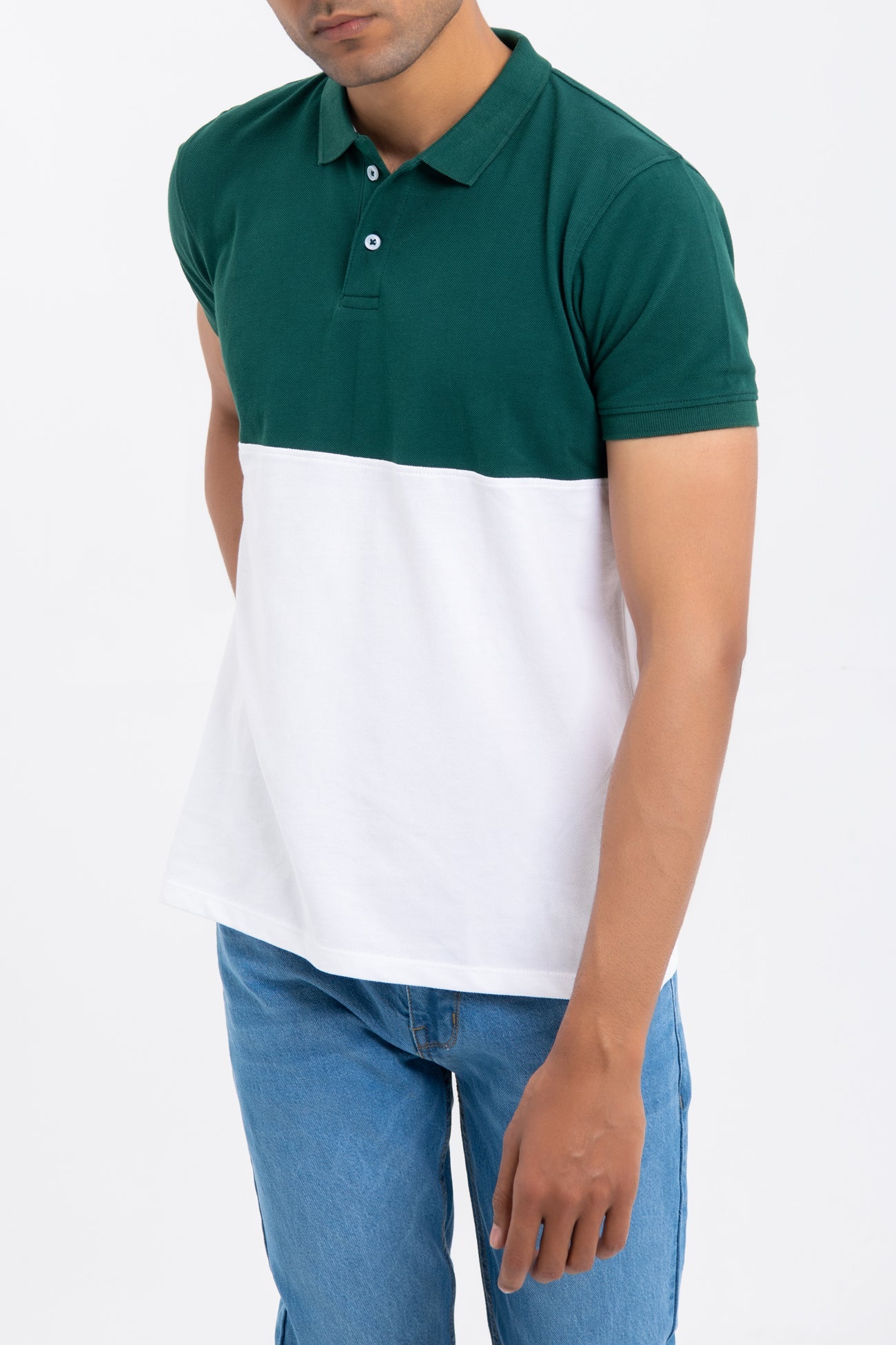 BTW - COLOR BLOCK COTTON POLO SHIRT