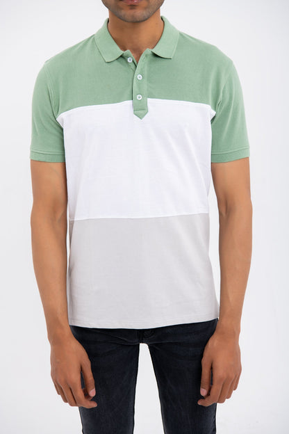 BTW - COLOR BLOCK COTTON POLO SHIRT