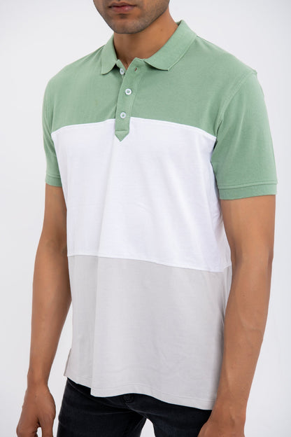 BTW - COLOR BLOCK COTTON POLO SHIRT