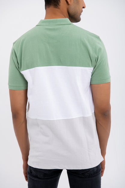 BTW - COLOR BLOCK COTTON POLO SHIRT