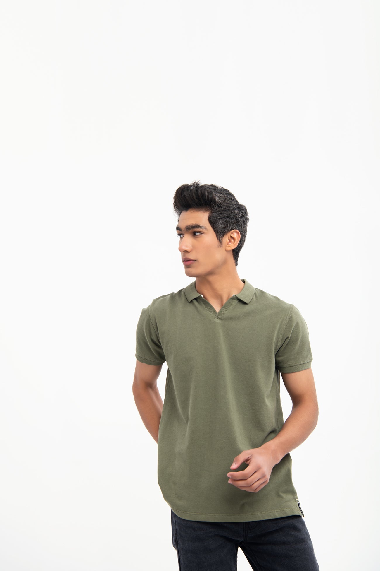 BTW - V NECK REGULAR FIT COTTON POLO SHIRT