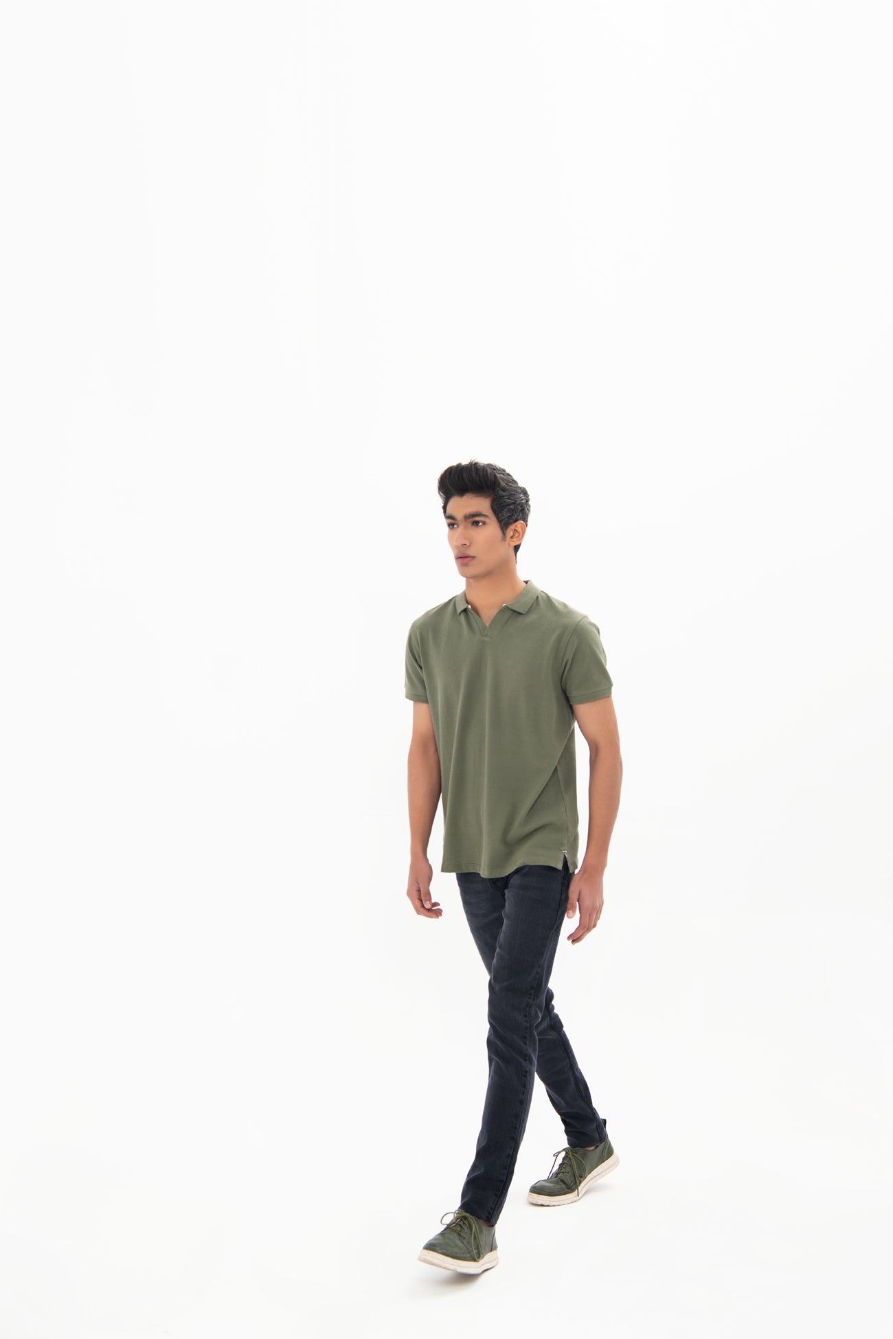 BTW - V NECK REGULAR FIT COTTON POLO SHIRT
