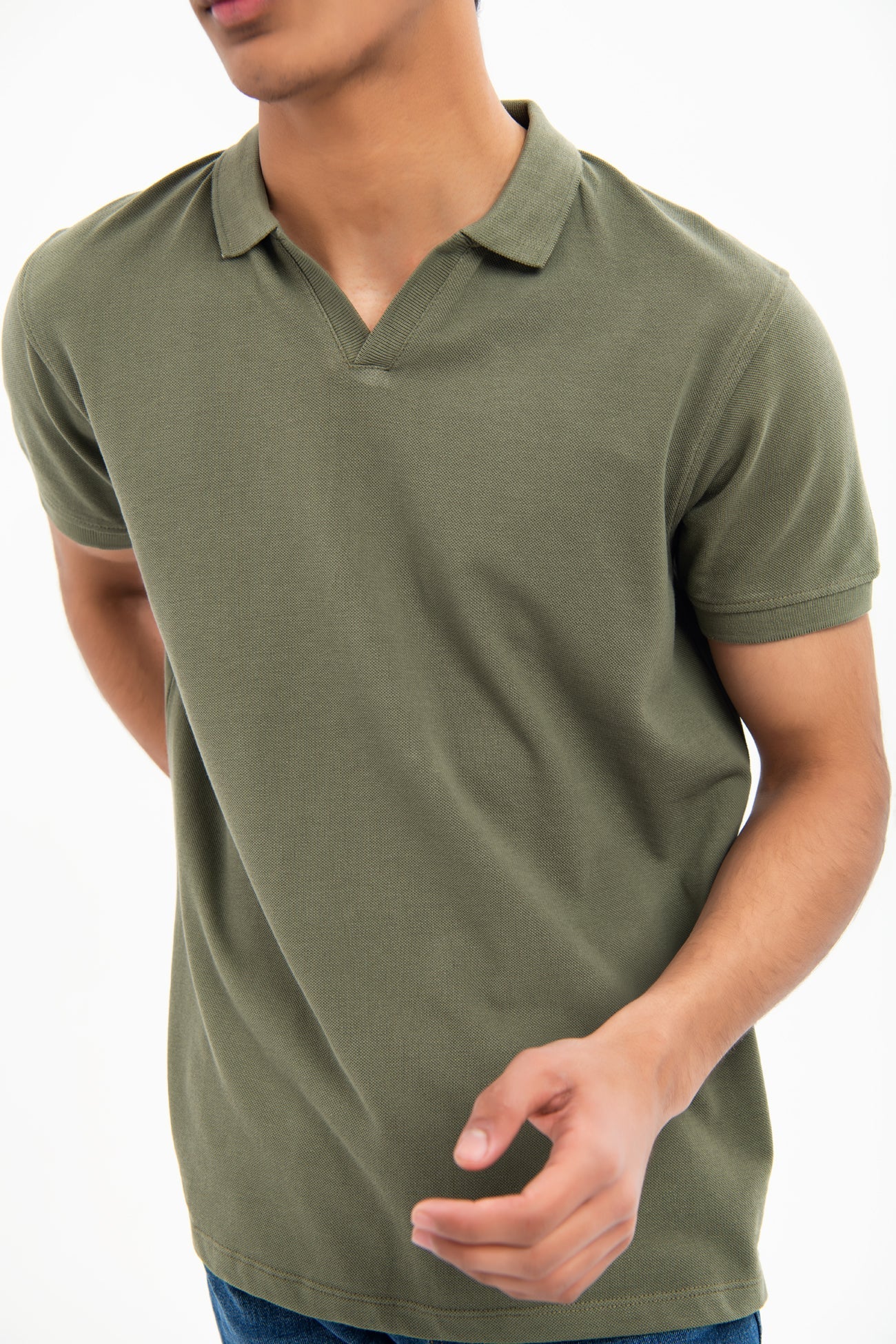 BTW - V NECK REGULAR FIT COTTON POLO SHIRT