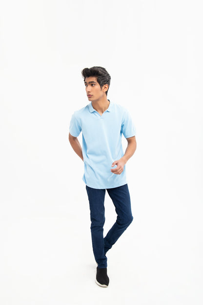 BTW - V NECK REGULAR FIT COTTON POLO SHIRT