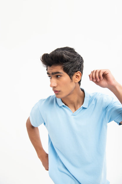 BTW - V NECK REGULAR FIT COTTON POLO SHIRT